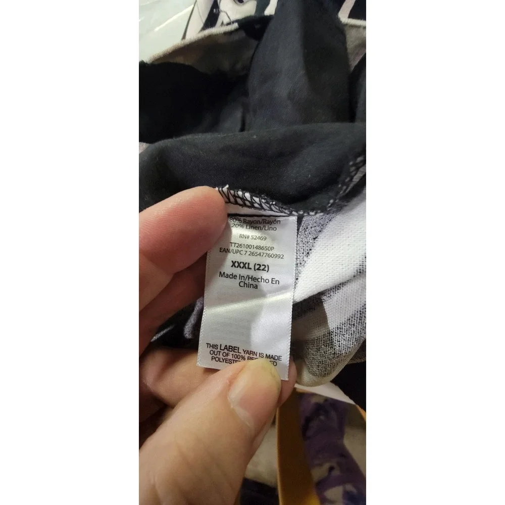 Time & Tru Linen Shorts Seps Tropical Black Size 3X (22)‎